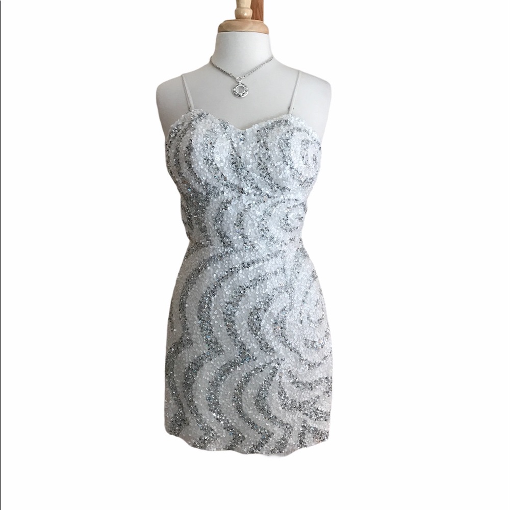 Vintage Scala White/Silver Sequin Cocktail Dress